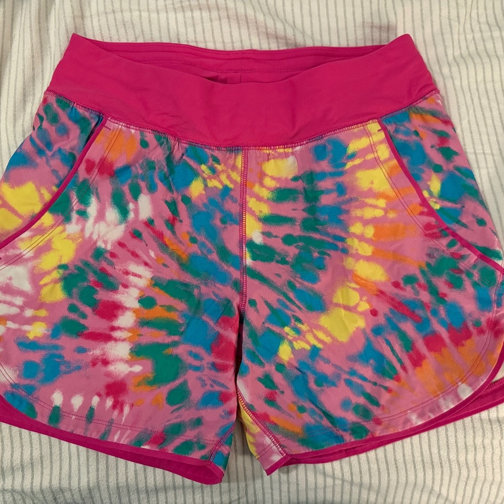 Lands' End Women's Pink Multicolor Tie-Dye Swim Shorts